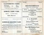 Cloverene Farm, Kimball Dairy Farm, Kohlhase Holstein Farm, I.A. Isaacson, Rose Hill Farm, Knutson, Page, Otter Tail County 1925